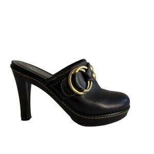 Coach Black Leather Mule Clogs – High Heel - Size 6